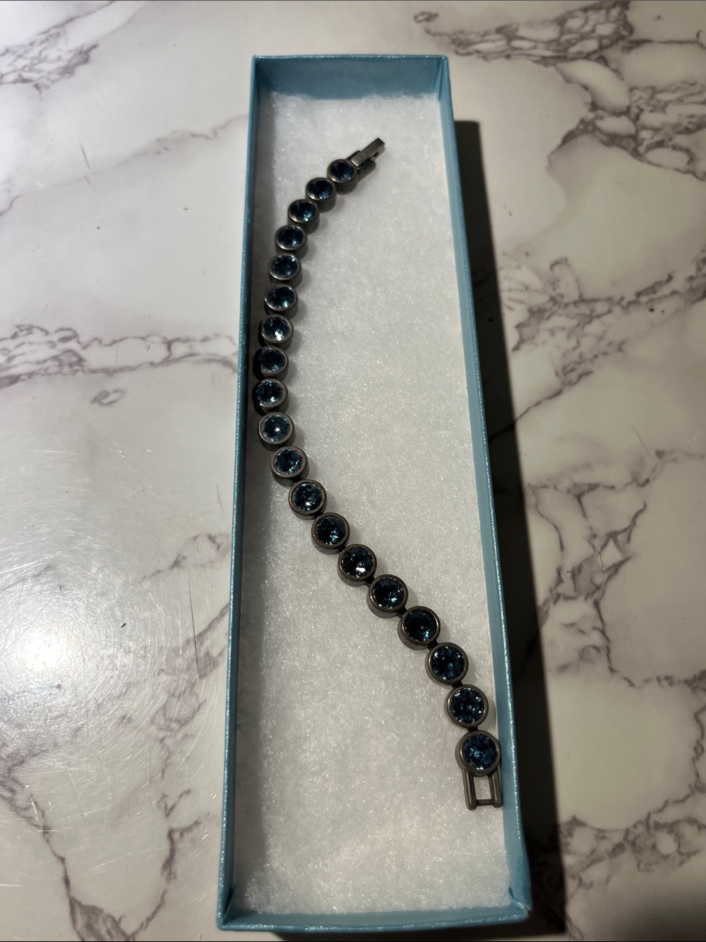 Blue Crystal Tennis Bracelet